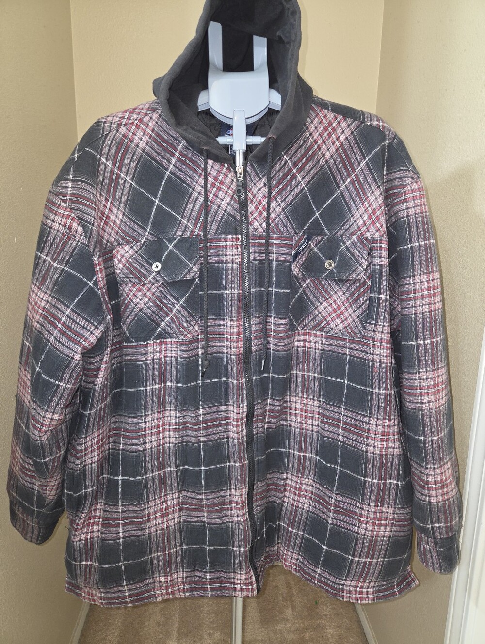 Dickies Black & Red Plaid Hooded Zip Jacket